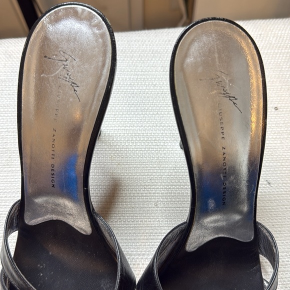 Giuseppe Zanotti Black Open Toe Check Heels 40/9.5 - Picture 6 of 9